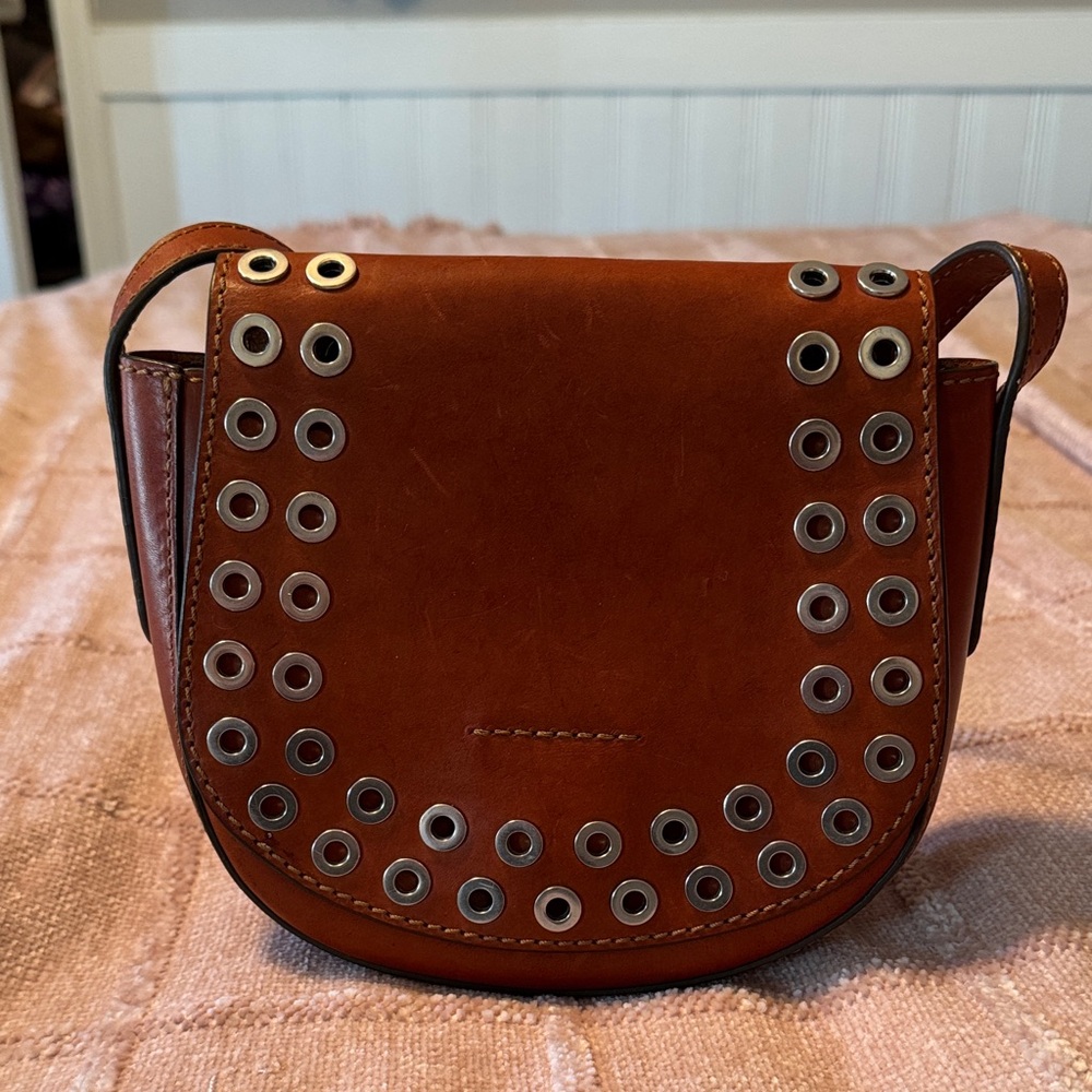 Frye Brown Leather Crossbody Bag with Metal Eyelets (CLRD)